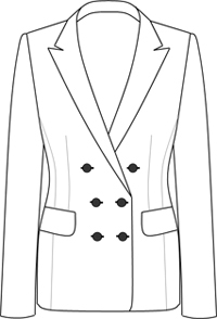 Massgeschneidertes Damenkostüm, Damenanzug, Hosenanzug mit Zweireiher Jacket